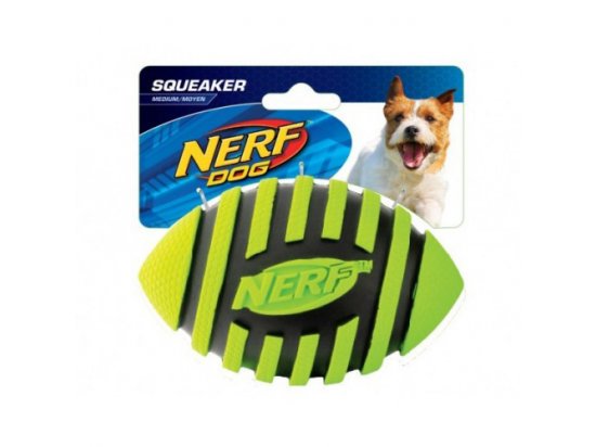 Фото 2 -  игрушки Hagen NERF DOG Spiral Squeak Football Игрушка в форме мяча для регби, 8,5 см