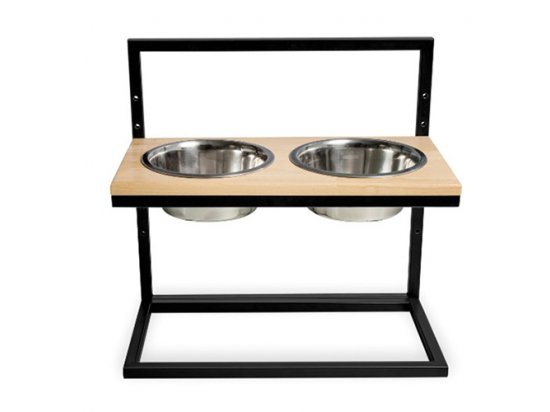 Фото - Harley & Cho Lift Natural Wood + Black миски на підставці з регульованою висотою миски, напувалки, фонтани Harley & Cho Lift Natural Wood + Black миски на підставці з регульованою висотою