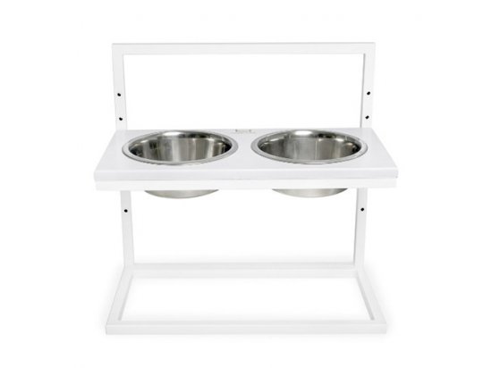 Фото - Harley & Cho Lift White Wood + White миски на подставке с регулируемой высотой миски, поилки, фонтаны Harley & Cho Lift White Wood + White миски на подставке с регулируемой высотой