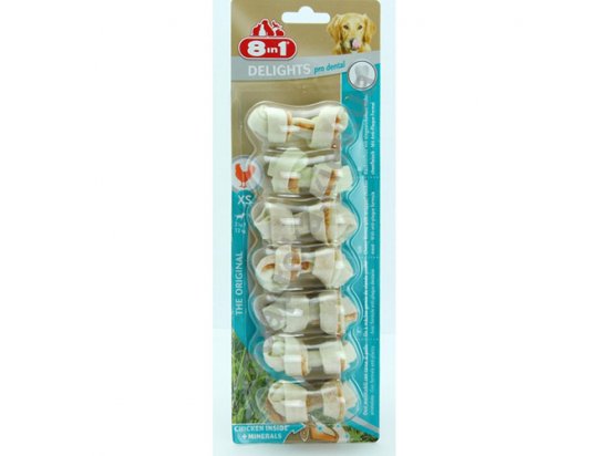 Фото - 8in1 (8 в 1) Dental Delights (XS) кістка з м'ясом та мінералами - ласощі для собак ласощі 8in1 (8 в 1) Dental Delights (XS) кістка з м'ясом та мінералами - ласощі для собак