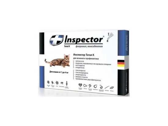 Фото 3 -  від бліх та кліщів Inspector TOTAL K - Капли от внешних и внутренних паразитов у кошек