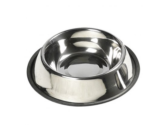 Фото 2 -  миски, поилки, фонтаны Flamingo (Фламинго) DISH STEEL RIM Миска для собак с резиновым ободком, нержавейка