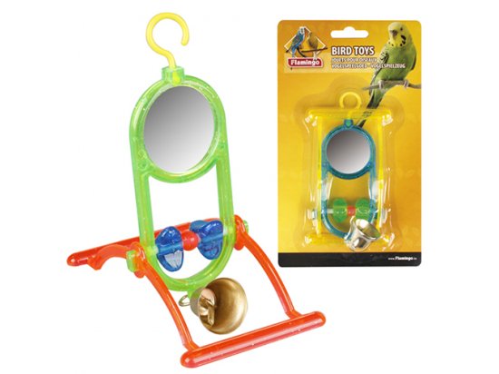 Фото - Flamingo (Фламинго) MIRROR+BELL Игрушка для попугаев зеркало с колокольчиком и жердочкой игрушки Flamingo (Фламинго) MIRROR+BELL Игрушка для попугаев зеркало с колокольчиком и жердочкой