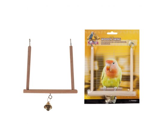 Фото - Flamingo (Фламінго) WOODEN SWING S Іграшка для птахів дерев'яна гойдалка з дзвіночком клітки та аксесуари Flamingo (Фламінго) WOODEN SWING S Іграшка для птахів дерев'яна гойдалка з дзвіночком