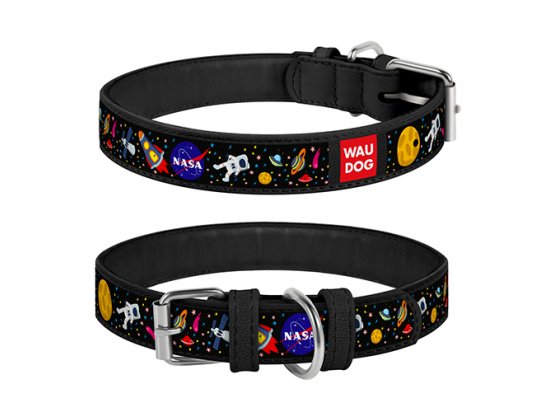 Фото - Collar WAUDOG NASA шкіряний нашийник для собак, чорний амуніція Collar WAUDOG NASA шкіряний нашийник для собак, чорний