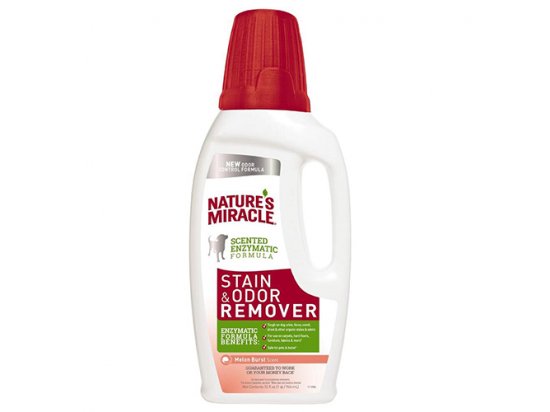 Фото - видалення запахів та плям Natures Miracle STAIN&ODOR REMOVER MELON (ЗНИЩУВАЧ ПЛЯМ І ЗАПАХУ) розчин для собак, аромат ДИНІ