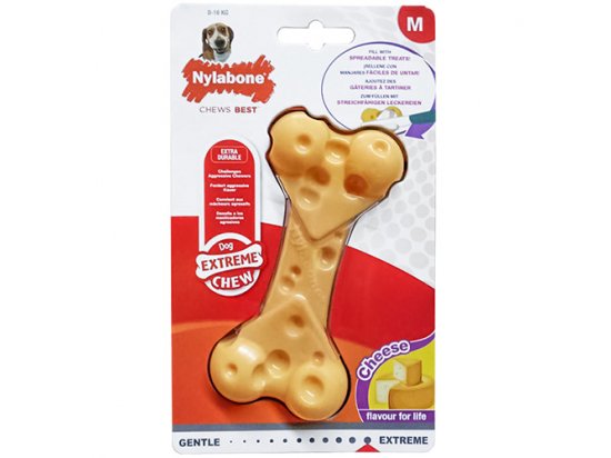 Фото 2 -  игрушки Nylabone EXTREME CHEW CHEESE BONE жевательная игрушка для собак, вкус сыра