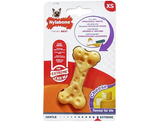 Фото 3 -  игрушки Nylabone EXTREME CHEW CHEESE BONE жевательная игрушка для собак, вкус сыра