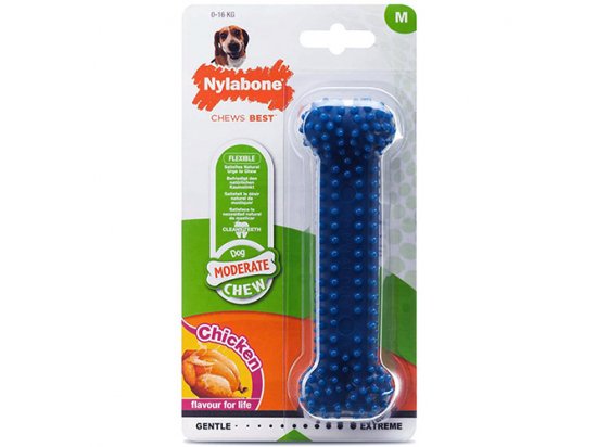 Фото 2 -  игрушки Nylabone MODERATE CHEW DENTAL BONE жевательная игрушка для собак КОСТЬ, вкус курицы