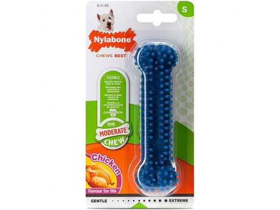 Фото 3 -  игрушки Nylabone MODERATE CHEW DENTAL BONE жевательная игрушка для собак КОСТЬ, вкус курицы