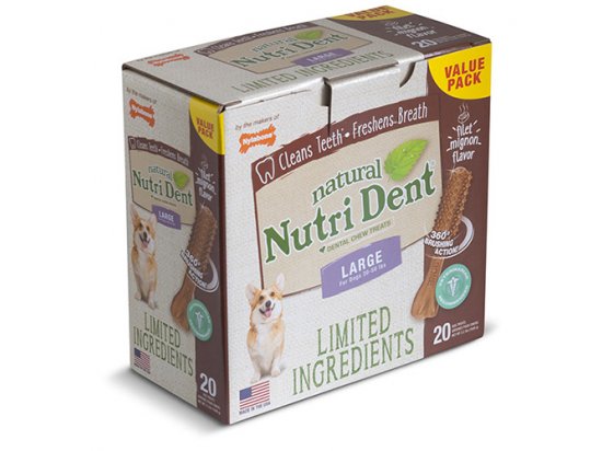 Фото 2 -  лакомства Nylabone NUTRI DENT NATURAL жевательное лакомство для чистки зубов для собак с говядиной
