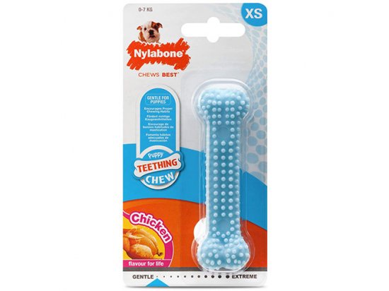 Фото 2 -  игрушки Nylabone PUPPY CHEW DENTAL BONE жевательная игрушка КОСТЬ для щенков, вкус курицы