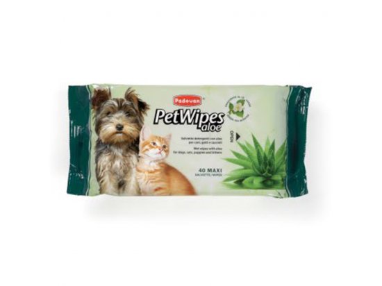 Фото - повсякденна косметика Padovan (Падован) PET WIPES ALOE VERA (Алое вера) серветки для собак і кішок, 40 шт