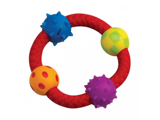 Фото - PETSTAGES Multi Texture Chew Ring - Канат-кільце з м'ячиками - іграшка для собак іграшки PETSTAGES Multi Texture Chew Ring - Канат-кільце з м'ячиками - іграшка для собак