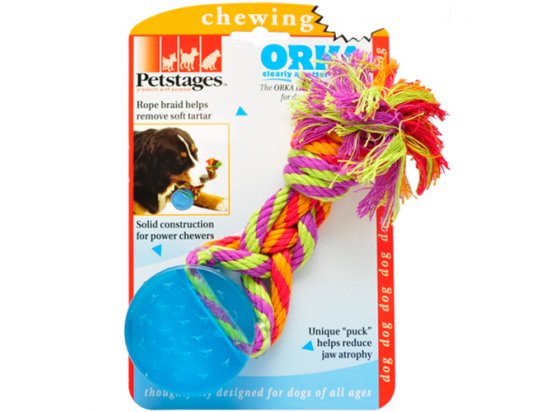 Фото 2 -  іграшки PETSTAGES Orka Dental Puck - Орка Шайба з канатом - іграшка для собак