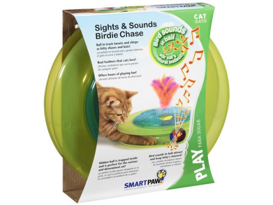 Фото - игрушки PETSTAGES Sights&Sounds Birdie Chase - Музыкальный Трек с мячиком и птичкой - игрушка для кошек, диаметр 31 см