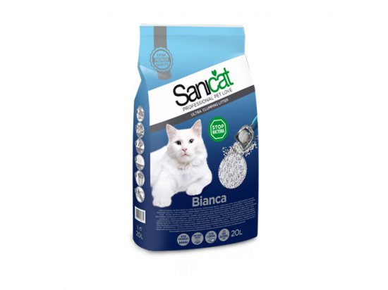 Фото - Sanicat BIANCA LAVENDER CLUMPING антибактериальный комкующийся наполнитель для кошек с ароматом лаванды, 20 л наповнювачі Sanicat BIANCA LAVENDER CLUMPING антибактериальный комкующийся наполнитель для кошек с ароматом лаванды, 20 л