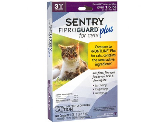 Фото - Sentry FiproGuard (Фіпрогард) PLUS краплі від бліх, кліщів і вошей для котів та кошенят від 0,7 кг, 0,50 мл від бліх та кліщів Sentry FiproGuard (Фіпрогард) PLUS краплі від бліх, кліщів і вошей для котів та кошенят від 0,7 кг, 0,50 мл