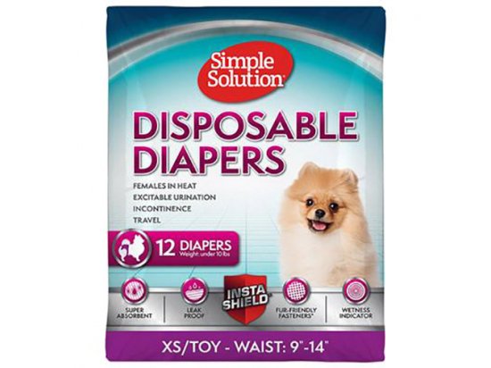 Фото - підгузки та трусики Simple Solution DISPOSABLE DIAPERS X-SMALL TOY гігієнічні підгузки для собак малих порід, 12 шт