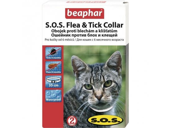 Фото - BEAPHAR S.O.S. ошейник для кошек и котят от блох и клещей (с 6 месяцев) 35 см от блох и клещей BEAPHAR S.O.S. ошейник для кошек и котят от блох и клещей (с 6 месяцев) 35 см