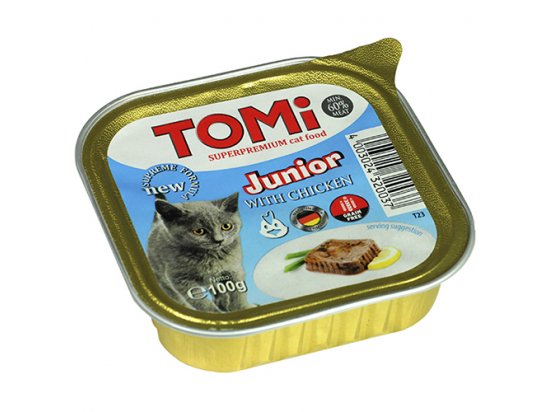 Фото - TOMi Junior консервы для котят - паштет, КУРИЦА влажный корм (консервы) TOMi Junior консервы для котят - паштет, КУРИЦА