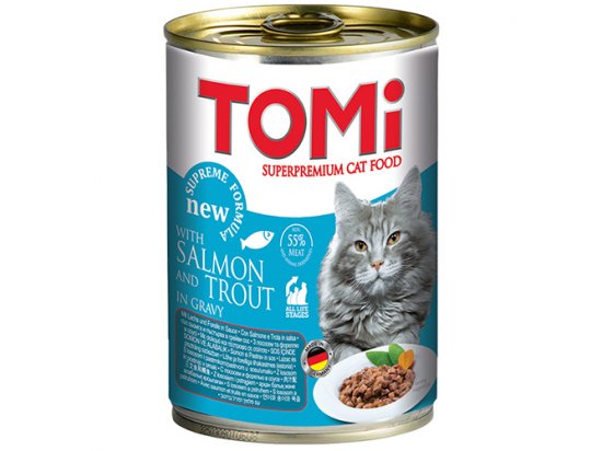 Фото - TOMi Salmon+trout консервы для кошек - кусочки в соусе ЛОСОСЬ и ФОРЕЛЬ влажный корм (консервы) TOMi Salmon+trout консервы для кошек - кусочки в соусе ЛОСОСЬ и ФОРЕЛЬ