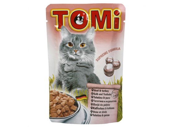 Фото - TOMi Veal+Turkey консерви для кішок - шматочки в соусі, телятина та індичка (пауч) вологий корм (консерви) TOMi Veal+Turkey консерви для кішок - шматочки в соусі, телятина та індичка (пауч)