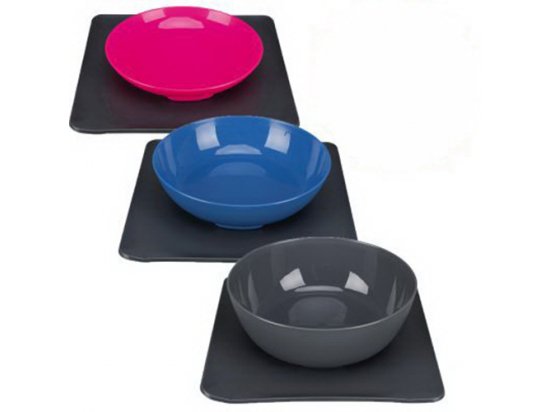 Фото 3 -  миски, поилки, фонтаны Trixie YUMMYNATOR BOWL Коврик и миска с винтовой фиксацией 2в1, голубой / серый