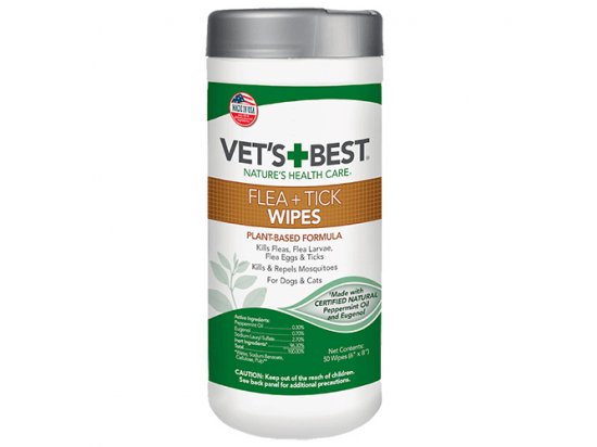 Фото - Vets Best FLEA TICK WIPES вологі серветки від комах для собак та котів повсякденна косметика Vets Best FLEA TICK WIPES вологі серветки від комах для собак та котів