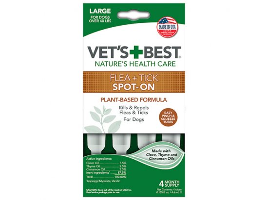 Фото - Vets Best FLEA TICK  SPOT-ON TUBES капли от блох и клещей для собак от блох и клещей Vets Best FLEA TICK  SPOT-ON TUBES капли от блох и клещей для собак