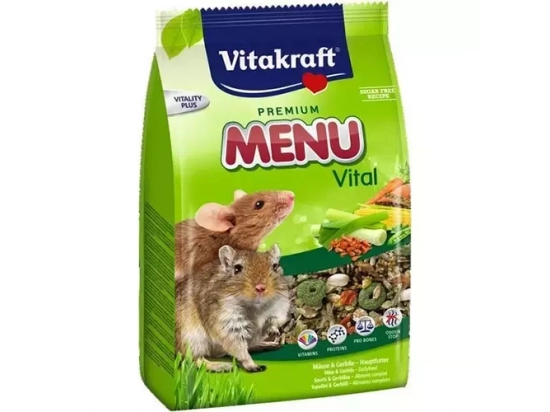 Фото - Vitakraft (Вітакрафт) MENU VITAL (МЕНЮ ВІТАЛ) корм для дегу, 600 г корм для гризунів Vitakraft (Вітакрафт) MENU VITAL (МЕНЮ ВІТАЛ) корм для дегу, 600 г