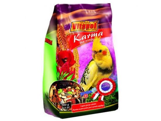 Фото - Vitapol Karma Повнораціонний корм для німф та інших середніх папуг, 500 г корм для птахів Vitapol Karma Повнораціонний корм для німф та інших середніх папуг, 500 г