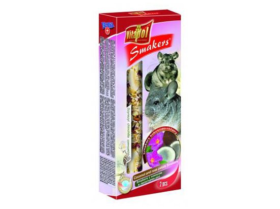 Фото - Vitapol Smakers Лакомство для шиншилл с кокосом и лепестками роз, 90 г лакомства Vitapol Smakers Лакомство для шиншилл с кокосом и лепестками роз, 90 г