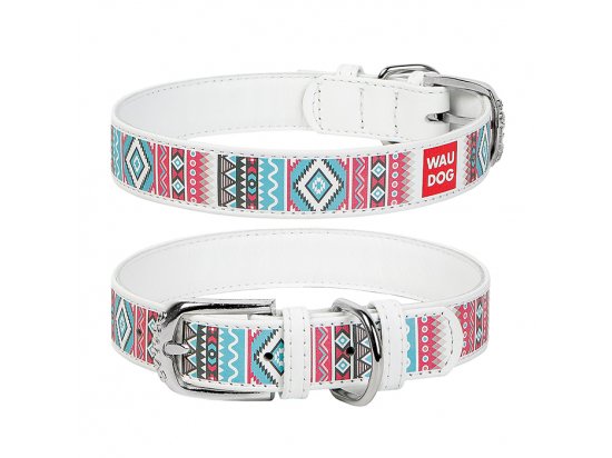 Фото - Collar WAUDOG ЕТНО шкіряний нашийник для собак, білий амуніція Collar WAUDOG ЕТНО шкіряний нашийник для собак, білий