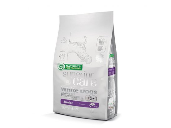 Фото - сухой корм Natures Protection GRAIN FREE WHITE DOGS JUNIOR SALMON корм для щенков всех пород с белой шерстью ЛОСОСЬ