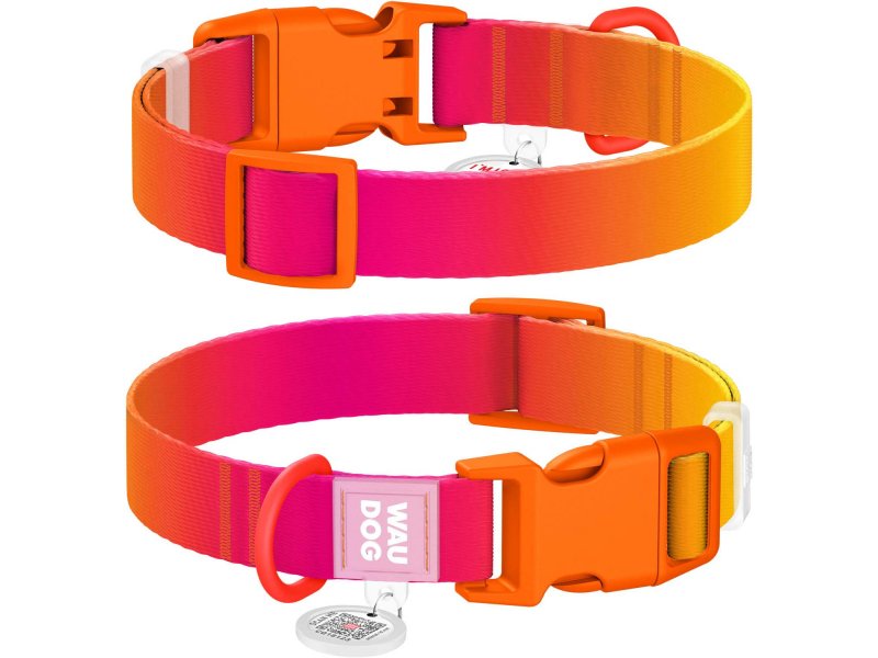 Collar WAUDOG Nylon Recycled градиент, ошейник нейлоновый для
