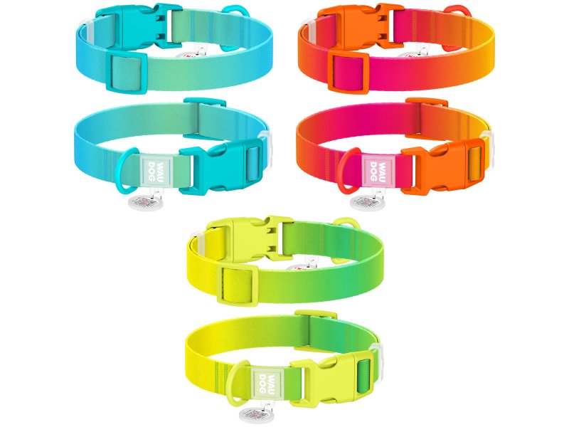 Collar WAUDOG Nylon Recycled градиент, ошейник нейлоновый для