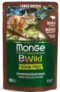 Фото - вологий корм (консерви) Monge Cat Bwild Grain Free Large Breeds Bufalo & Vegetables вологий корм для кошенят та котів великих порід БУЙВОЛ та ОВОЧІ, пауч