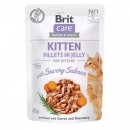 Фото - вологий корм (консерви) Brit Care Cat Kitten Fillets in Jelly Savory Salmon консерви для кошенят ПІКАНТНИЙ ЛОСОСЬ В ЖЕЛЕ