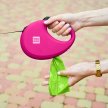 Фото 7 - рулетки WAUDOG R-leash повідець рулетка з контейнером для пакетів, світловідбивна стрічка, рожевий