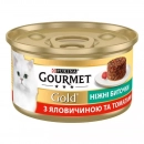 Фото - влажный корм (консервы) Gourmet Gold (Гурме Голд) НЕЖНЫЕ БИТОЧКИ ГОВЯДИНА И ТОМАТЫ, консерва для кошек