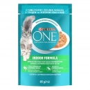 Фото - влажный корм (консервы) Purina One (Пурина Ван) Indoor Formula влажный корм для кошек, живущих в помещении ТУНЕЦ И ЗЕЛЕНАЯ ФАСОЛЬ, кусочки в гриль соусе