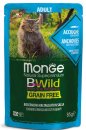 Фото - влажный корм (консервы) Monge Cat Bwild Grain Free Adult Anchovies & Vegetables влажный корм для кошек АНЧОУСЫ и ОВОЩИ, пауч