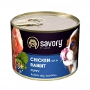 Фото - вологий корм (консерви) Savory (Сейворі) CHICKEN RABBIT PUPPY вологий корм для цуценят (курка та кролик)