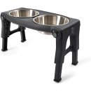 Фото 2 - миски, поилки, фонтаны DEXAS Adjustable Height Pet Feeder - Миска двойная на подставке c регулируемыми ножками для собак, нержавеющая сталь