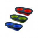 Фото 2 - миски, напувалки, фонтани Dexas COLLAPSIBLE PET FEEDER миска подвійна для собак та кішок, червоний