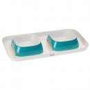 Фото 2 - миски, поилки, фонтаны Ferplast GLAM TRAY пластиковый поднос с мисками для кошек и собак, голубой