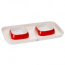 Фото 5 - миски, поилки, фонтаны Ferplast GLAM TRAY пластиковый поднос с мисками для кошек и собак, красный