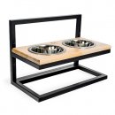 Фото 3 - миски, напувалки, фонтани Harley & Cho Lift Natural Wood + Black миски на підставці з регульованою висотою