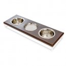 Фото 2 - миски, напувалки, фонтани Harley & Cho Lunch Bar Brown Wood + White миски на підставці 3 шт